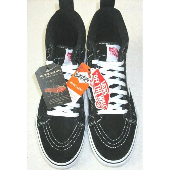 Vans Women's Sk8-Hi MTE All Weather Suede Skate Boots Black True White Size 10 - Picture 2 of 5